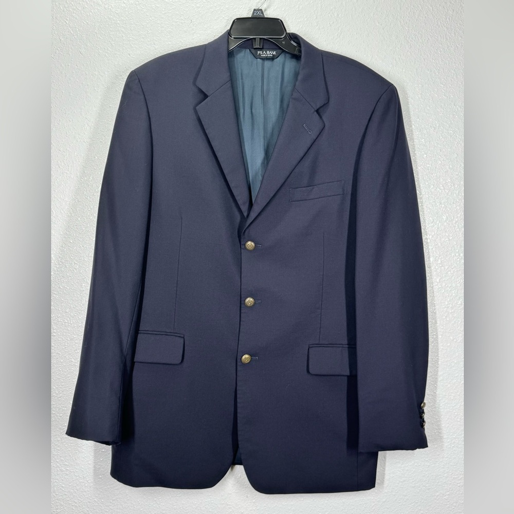 Jos. A. Bank Classic Navy Blazer Sport Coat 42L 100% Wool